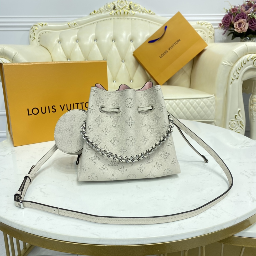 Louis Vuitton BELLA Mahina Leather Handbag M58480 Snow White